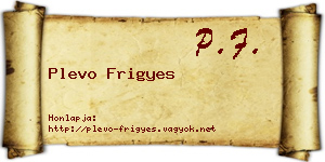 Plevo Frigyes névjegykártya